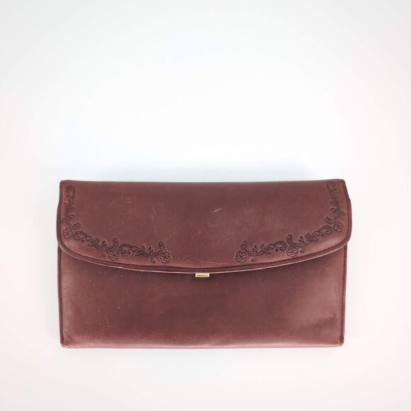 Vintage Buxton Burgundy Brown Cashmere Cowhide Leather Wallet & Coin Purse - GUC - Picture 10 of 10